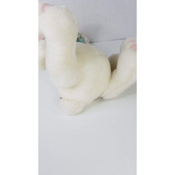 Gund Plush 11" Bunny Rabbit White Stuffed Animal Sitting Green Gold Ribbon - Picture 7 of 10